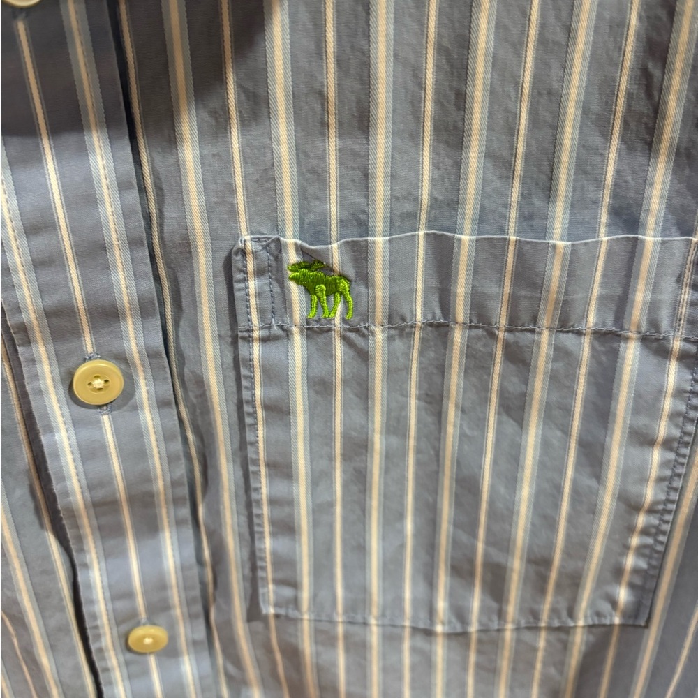 Abercrombie & Fitch Blue‎ Striped Men's Shirt - Picture 4 of 8